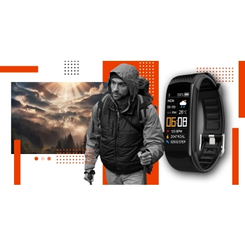Smartband Giewont Czarny GW200-9 + Pasek Pomarańczowy