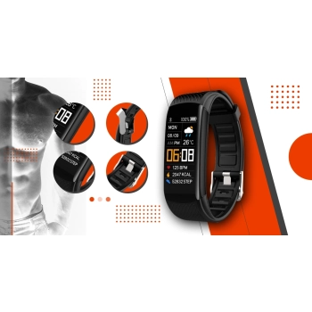 Smartband Giewont Czarny GW200-9 + Pasek Pomarańczowy