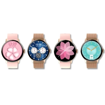 Smartwatch Damski Giewont GW330-1 Różowe Złoto-Róż Pudrowy Pasek Silikonowy + Bransoleta Różowe Złoto