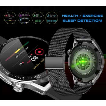 Smartwatch Rubicon RNCE88-1 Czarny- Czarny Pasek Silikonowy + Czarny Pasek Skórzany
