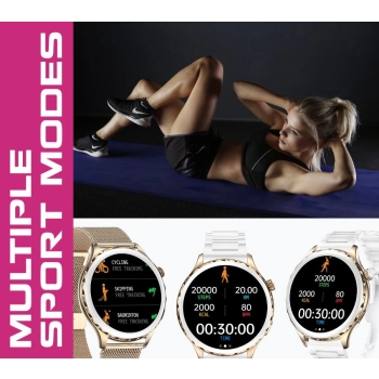 Smartwatch Damski Rubicon RNCF02-2 Złoty + Pasek Różowy
