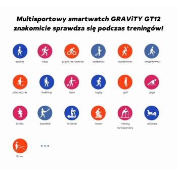 Smartwatch Damski GRAVITY GT12-6 Fioletowy Pasek Silikonowy + Srebrna Bransoleta